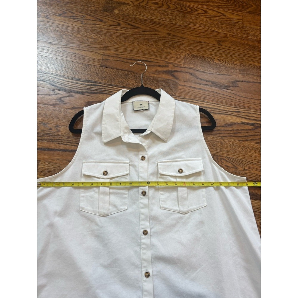 Tuckernuck Collared Linen Cotton Sleeveless Button Up XL White Summer - Picture 6 of 7